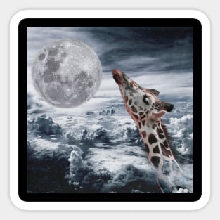 giraffe kissing the moon Sticker